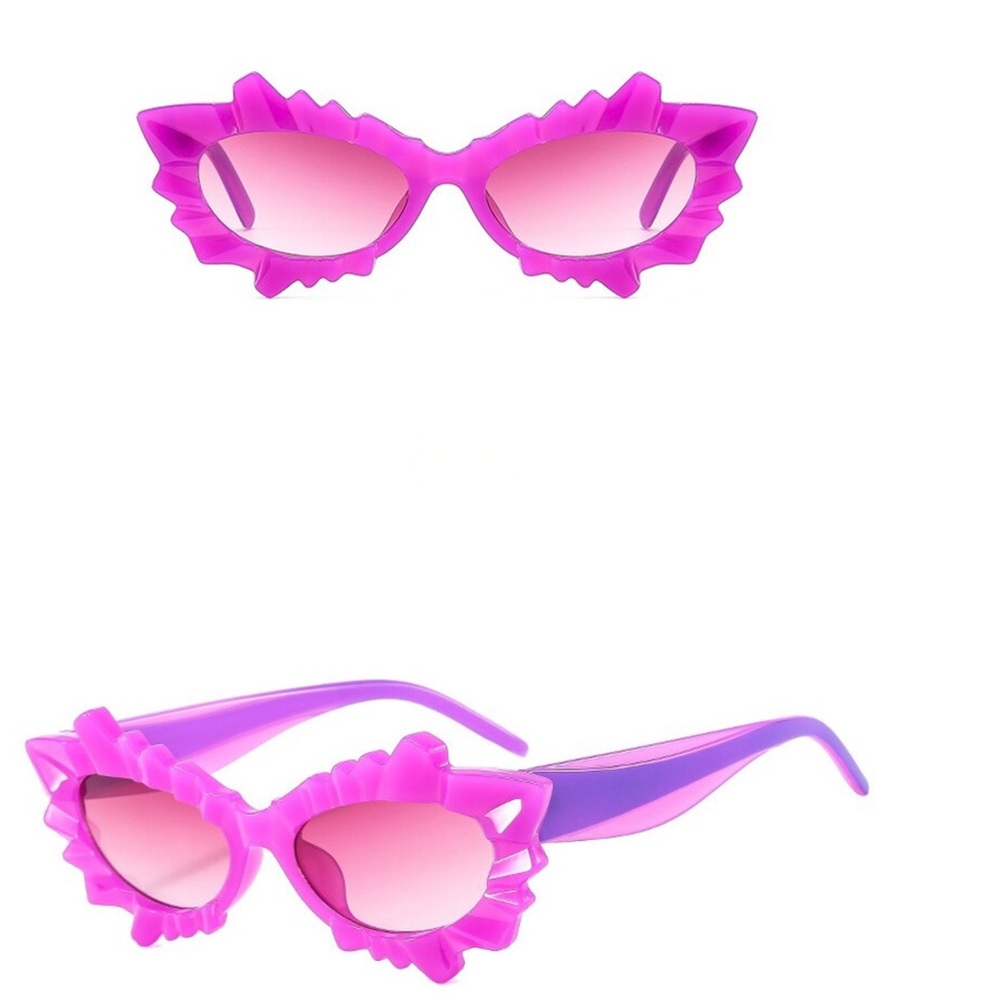 Fuchsia Ice Queen Jagged Cat Eye pop art Sunglasses - Picture 6 of 6